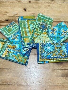 70s Vintage Patchwork Print Cloth Napkins